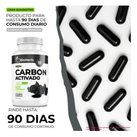 BioHerb | Carbón Activado Micronizado – Extremadamente Eficaz – Formulación 100 % Pura, Limpieza, Soporte Digestivo y Eliminación de Metales Pesados –