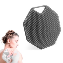 Body Scrubber Body Brush, Silicone Loofah Shower Brush Body Scrubber Exfoliator Bath Scrubber for Body with Exfoliating Fins for Sensitive Skin, Travel Essentials, Home, Men Women-Gray