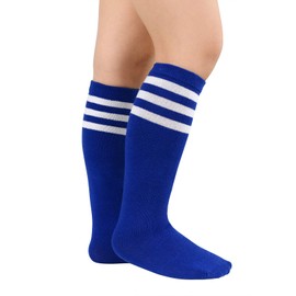 Century Star Kids Soccer Socks Blue Socks Tube Socks Boys Girls Cheer Socks Blue Softball Socks 1 Pair Blue White One Size