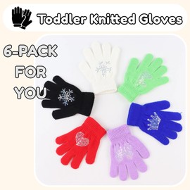 Pesaat Cartoon Baby Girl Knit Mittens Stretch Toddler Gloves For Kid Boys Fall Early Winter (Glove 6-Pack Silver Dispensing, 3-8 Years)