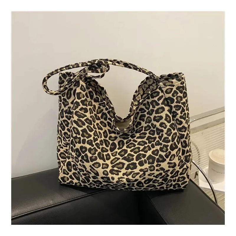 Bolsa Tote Estampado Leopardo Gran Capacidad Para Mujer Leopardo Café