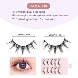 SIRLOMU Pack of 2 Natural False Eyelashes, Natural Makeup, Curly Soft False Eyelashes