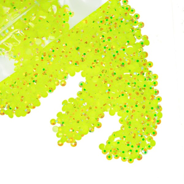 qiipii 3000PCS 5mm Neon Yellow AB Resin Rhinestones for Crafting