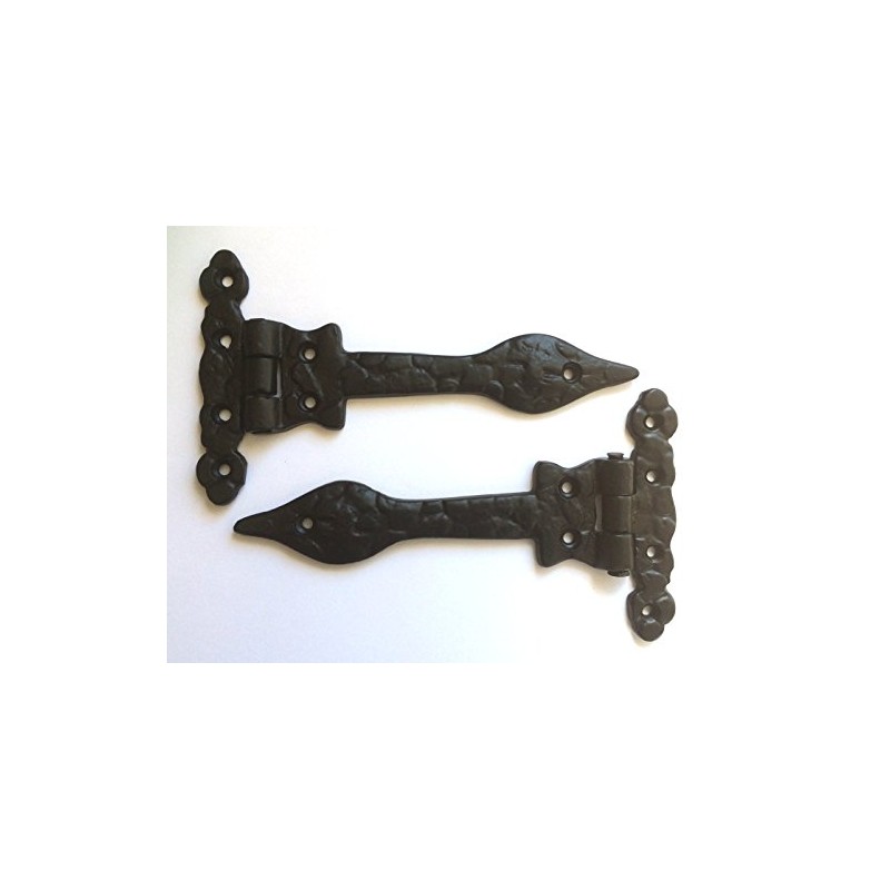 Black Antique Ornate Fleur-De-Lys Hinges - 6" (152mm) - 1