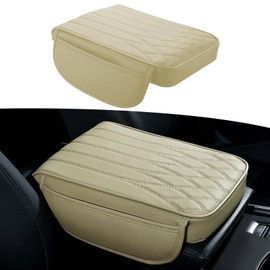 ijuicy 1 PC Car Center Console Cover, Anti-Scratch Arm Rest Cover for Car, Armrest Box Booster Cushion, Pressure Relief Memory Foam Center Console Organizer, Accessories for Center Console (Beige)