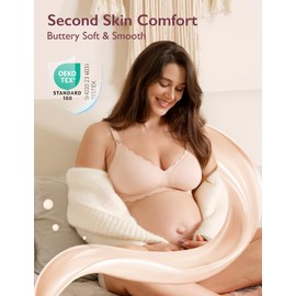 Momcozy Nursing Bras for Breastfeeding, Seamless Pregnancy Maternity Bra Wireless Classic Jelly Strip Support Nursing Bra