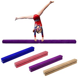 Folding Balance Beam 8FT, Floor Gymnastics Equipment for Gymnast Kids Adults, Non Slip Rubber Base, Professional Gymnastics Beam for Home Training (Purple)