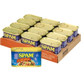 SPAM 25% Less Sodium, 7 oz Cans (Pack of 12) – Fully Cooked, Shelf-Stable, 7g Protein per Serving, Gluten-Free