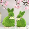com-four® 2x decorative figure - Easter bunny with bow and
