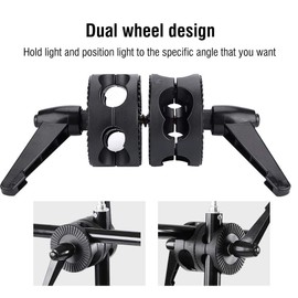 Grip Head, Reflector Bracket Support, Dual Wheel Light Stand Adapter, Grip Head Angle Clamp for Studio Boom Arm Stand, Photography Accessory