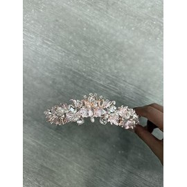 JAKAWIN Light Up Rhinestone Crown and Tiara Leaf Headbands Pearl Princess Headpiece for Women (2 Rose Gold, One Size)