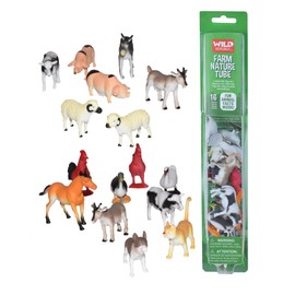 Wild Republic Animal Figurine Tube GranjaTubos Figuras de Animales, 16 Especies de Granja Animales, Figuras Coleccionables, Regalo para Niños, Animales de Plástico, Juego Interactivo