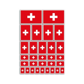 A4 Sticker Sheet Switzerland Flags Vinyl Stickers - Swiss Country Europe World National Flag Vacation Travel Holiday Car Aesthetic #80022