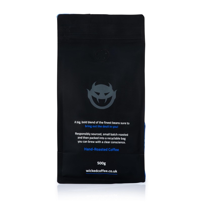 Wicked Decaf Coffee Beans, 500g Bag, Full Strength Dark Medium