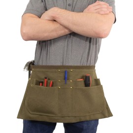 Rothco Olive Canvas Waist Work Apron Woodwork Tool Waist Apron With Six Pouches