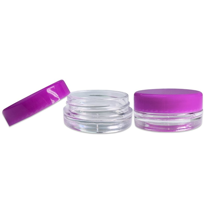 (Quantity: 25 Pieces) Beauticom 3G/3ML Round Clear Jars with PURPLE