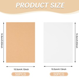 Pack of 100 Index Cards A6 Blank Postcards, Kraft Paper Cards 10.5 x 14.8 cm, 250 g/m², 50 Brown and 50 White Blank Cards for DIY Playing Cards, Wedding Invitations, Thank You Cards