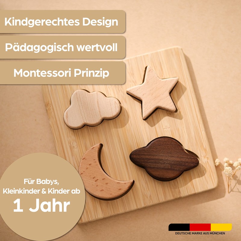 Montessori Wooden Puzzle for Baby & Children from 1 Year