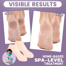 Calcetines Hidratantes, Calcetines Hidratantes de Silicona Calcetines de Gel Calcetines Suaves de Silicona para Piel Seca Agrietada del Pie Cuidado de Pies Película para Pies (Beige)