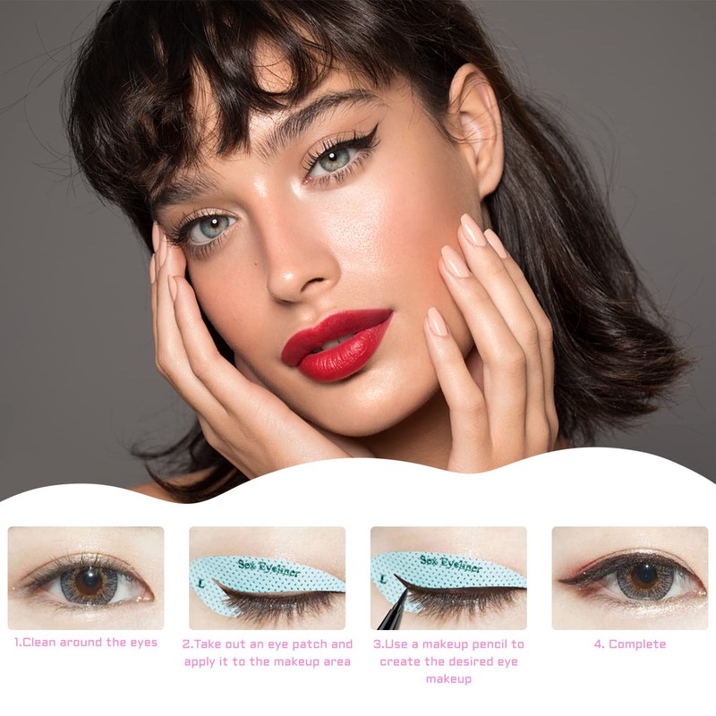 16pcs Eyeliner Eyeshadow Stencils, with 1 Eyeshadow Brush, Eyeliner Eyeshadow