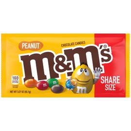 M&M'S Peanut Chocolate Candy Sharing Size 3.27-Ounce Pouch 24-Count Box