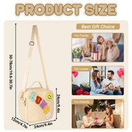 Insulated Lunch Bag for Kids Large Lunch Box for Preppy Boys Girls Nylon Packed Lunch Tote Bag with Adjustable Strap for School Picnic Travel BBQ Office