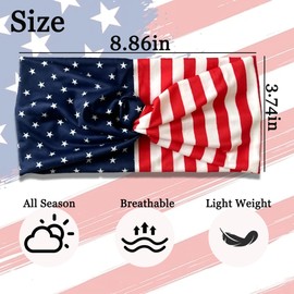 2PCS American Flag Headband, Independence Day 4th of July Twist Patriotic Knotted Striped Headband for Festival Accessories. Red White and Blue Patriotic Accessories for Women & Male