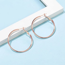 Josfeva Hoop Earrings 925 Silver Set, 925 Sterling Silver Hoop Earrings Large, 40/50/60 mm Women's Hoop Earrings Silver/Rose Gold/Gold, Endless Huggie Round Hoop Earrings, Folding Hoop Earrings for