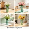 10 inch Green Glass Flower Vase for Pampas Grass, Medium