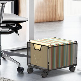 Simple Houseware Stackable Mesh Hanging File Folder Organizer with Wheels, Black