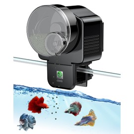 Pawfly Automatic Fish Feeder for Aquarium - 60 ml Adjustable Food Dispenser With Auto Timer for Pellets, Granules & Strips - Holiday Timer, Battery Operated (Not Included)
