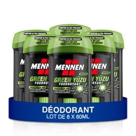Mennen - Deostick für Herren, groß, Frische 48 Stunden, Green Yuzu ohne Alkohol, 6 x 60 ml