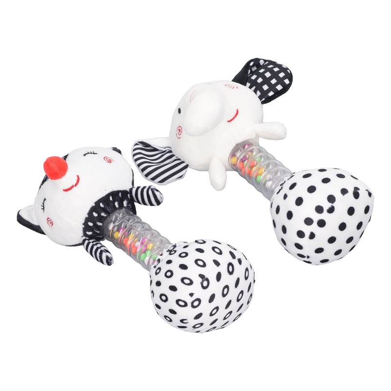 2pcs Baby Hand Rattle Toys Cartoon Stuffed Animal Shaped PP