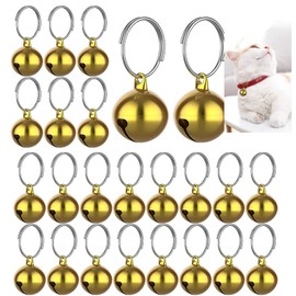 Pet Collar-Pendant - 24PCs Cat & Dog Collar Bells - Copper Bell Training Charm DIY Crafts Bells for Pet Cat Dog Necklace (Golden 14MM)