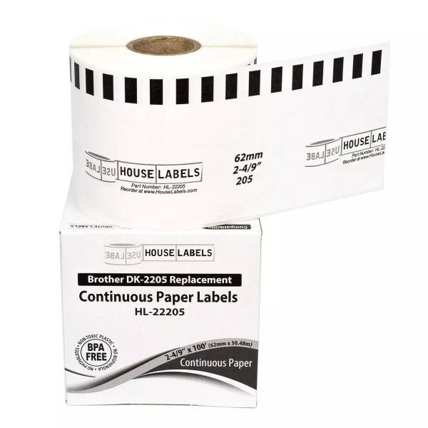 Houselabels Non-OEM Fits BROTHER DK-2205 Continuous Thermal Labels - (1)