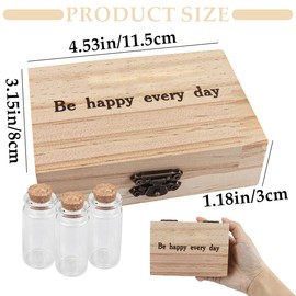 DOERDO Baby Tooth Box Umbilical Cord Keepsake Box Hair Collection Box with 3 Glass Bottles Kids Souvenir Storage Box to Keep the Childwood Memory, 4.5 * 3.1inch