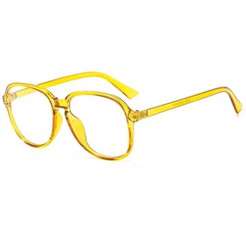 Pinklady Large Oversized Retro Vintage Classic Clear Transparent Glasses Frame HD Lens Eyewear Glasses (Yellow)