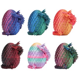 Rapean 6 Pack 3D Printed Dragon Eggs with Dragon Inside Easter Basket Stuffers, Mini Mystery Crystal Easter Toys, Home Desk Decor Surprise Gift 3D Printed Animals Fidget Toys