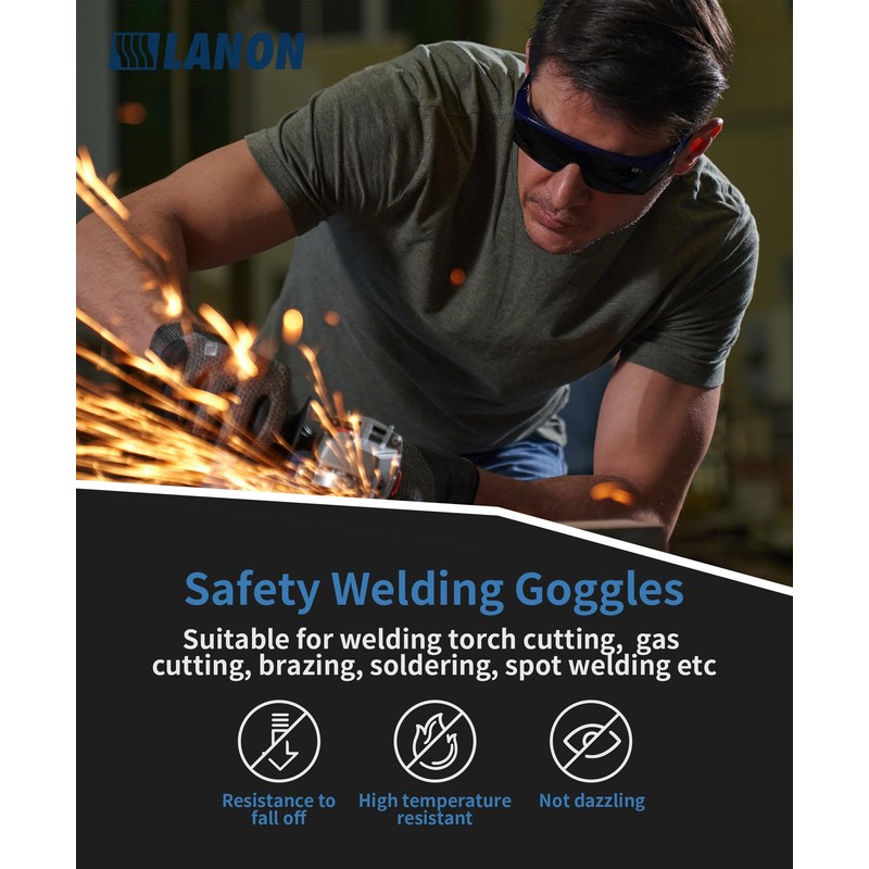 LANON Welding Safety Glasses,IR Filter Shade 5.0 Lens,Anti-Scratch & Anti-Impact,ANSI