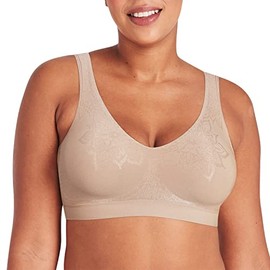 Bali Women's Comfort Revolution Non-Wired Bra with Intelligent Sizes, Almond Aztec, S