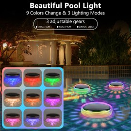 Poolbeleuchtung Unterwasser, Schwimmende Solarleuchten, Pool Lichter Unterwasser mit Fernbedienung, Dimmbar Farbwechselnde Schwimmende Poollampe, Wasserdicht, für Whirlpool Badewanne Garten (B)