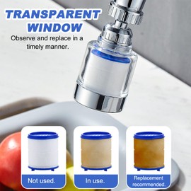 KASESSS Pack of 2 Water Filter Tap + 10 Pieces PP Cotton Filter Element, 360° Tap Filter, Water Filter for Tap, Filter for Tap, Water Filter Tap for Bathroom, Kitchen, Sink