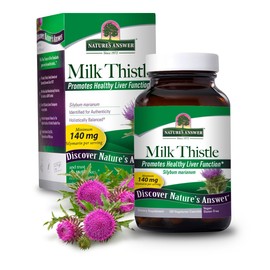 Nature's Answer Milk Thistle Silybum Marianum Maximum Strength 120 Capsules Silymarin Essential Natural Ingredients Supports Healthy Liver Function Indulgence Indigestion and Upset Stomach
