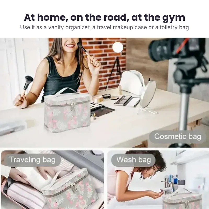 Large Capacity Makeup Bag – Travel Cosmetic Organizer Case with