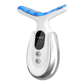Neck Face Massager, 7-in-1 Portable Facial Massager for Enhanced Face, Neck and Shoulder Care with Vibrating and Warming Function，White