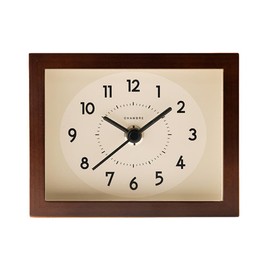 INTERZERO Wooden Desk Clock Japanese Handcrafted Solid Wood Clock Silent Non-Ticking Battery Operated Modern Decorative for Living Room Bedroom Office HINOKI Clock CH-070 (Dark Brown)