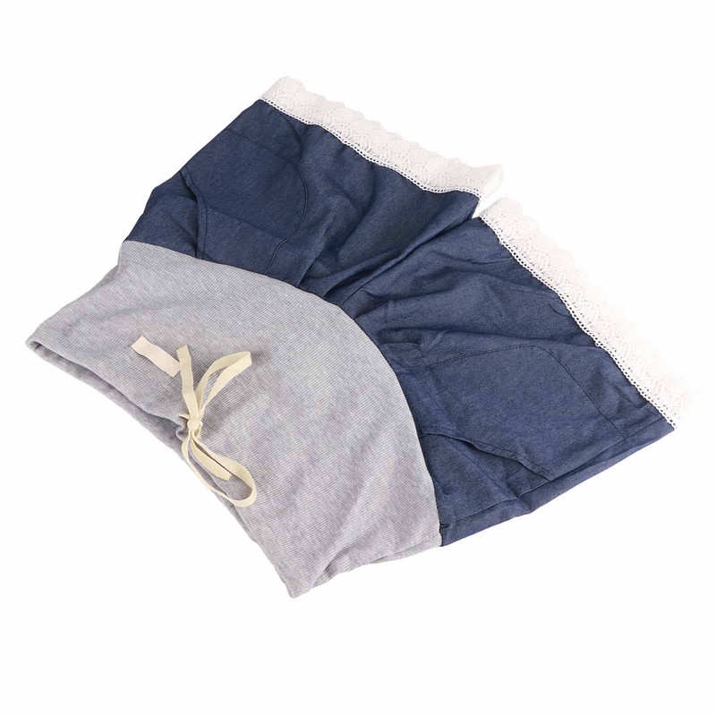 Maternity Denim Shorts Thin Soft Breathable Drawstring Fashionable Pregnancy Support