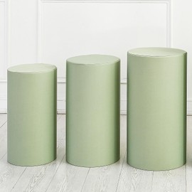 sourcing map Set of 3 Light Green Cylinder Spandex Stand Covers, Plinth Stand Cover for Party Wedding Birthday Decoration, Only Contains Cylinder Covers (Elastic Fabric - Small)