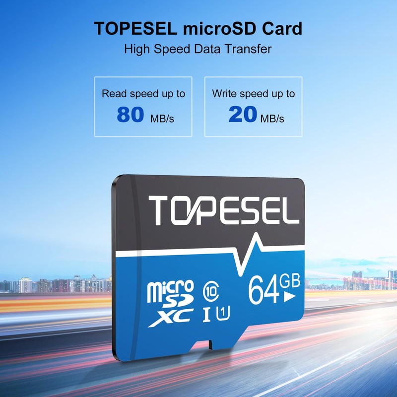 TOPESEL 64GB(The actual usable capacity is 58.2GB) Micro SD Card