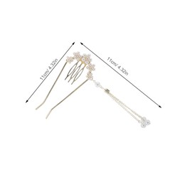 Gatuida Elegant U Shaped Hairpin with Pearl Tassel Modern Floral Hair Fork Pin for Women Quick Styling Comb Secure Hold for Weddings Proms Formal Events and Traditional Costume Accessories